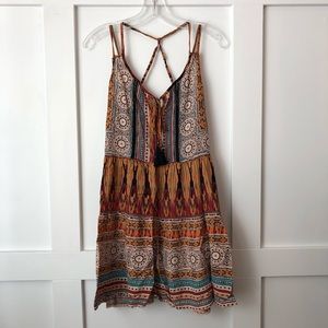 ANGIE Boho Strappy Open Back Festival Mini Dress